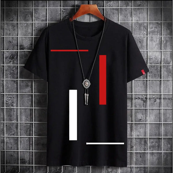 Men’s Abstract Geometric Print Black T-Shirt