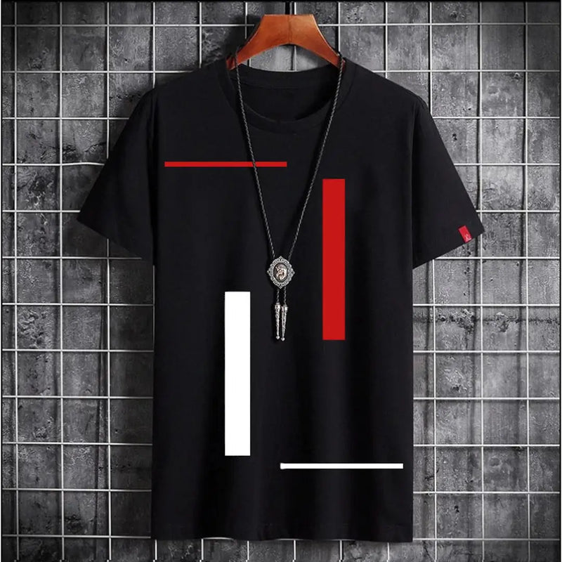Men’s Abstract Geometric Print Black T-Shirt