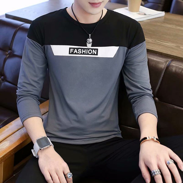 Men’s Color Block Full-Sleeve "Fashion" Print T-Shirt