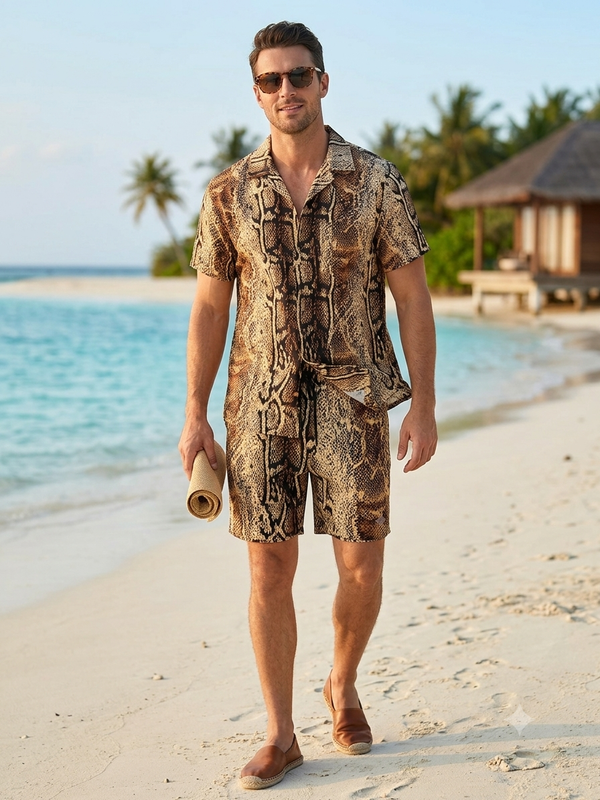 THREAD THEORY Tropical Python Men's Short-Sleeve Resort Set