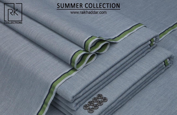 RK Collections Summer Collection Steel Blue Unstitched Men's Suit Fabric