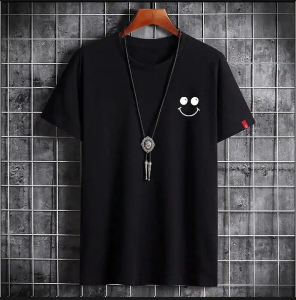 Unisex Minimalist Smiley Face Black T-Shirt