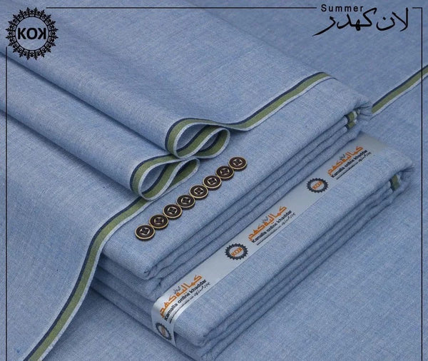 RK Collections Summer Collection Mint Green Unstitched Men's Suit Fabric