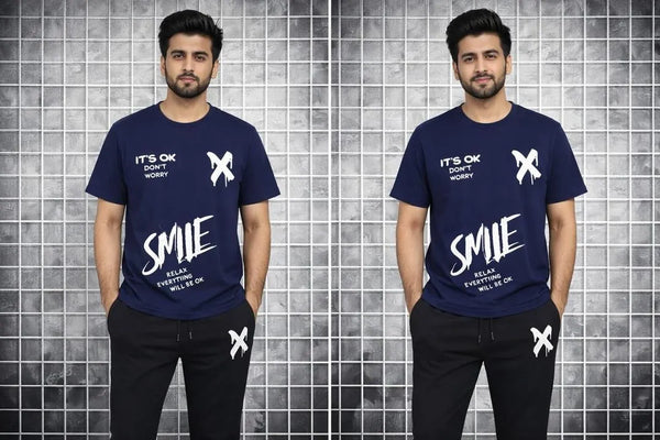 Men’s "Smile & Relax" Graphic T-Shirt & Jogger Tracksuit Set